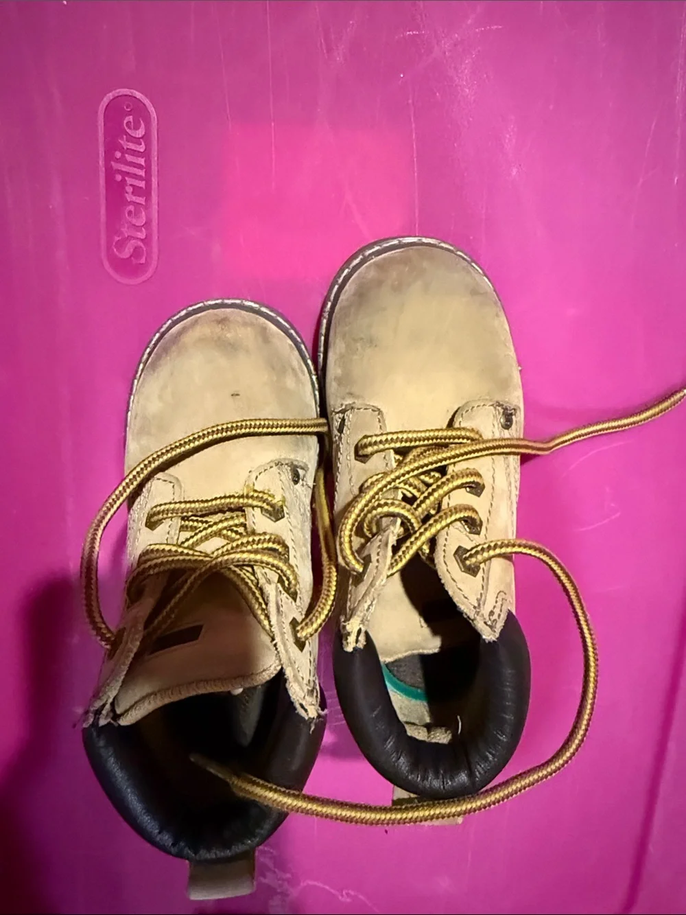 Buster Brown Tan Kids Lace-Up Boots with Yellow Laces